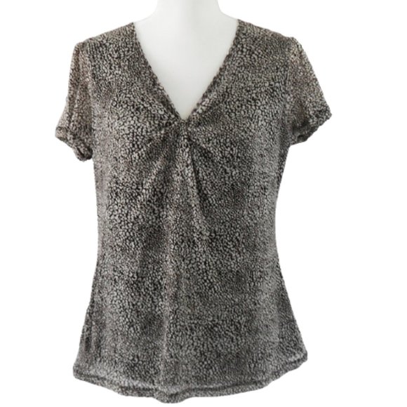 Croft & Barrow Medium Brown & White Pullover Top - Picture 3 of 6